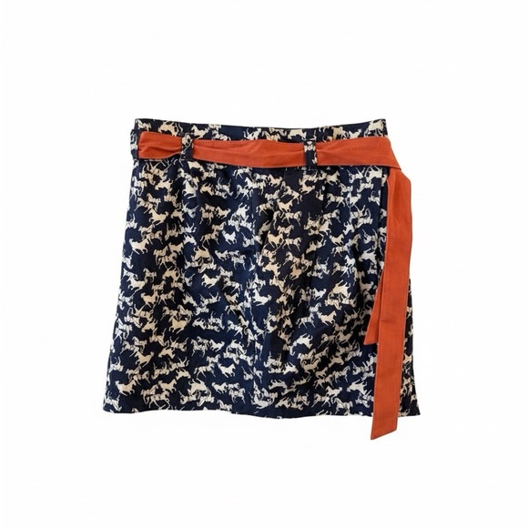 H&M Mini Skirt with Orange Belt and Navy Print - Picture 1 of 2